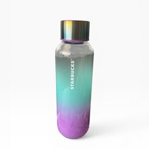 Starbucks 2021 Ombre glass 20 oz water bottle with iridescent steel screw on lid